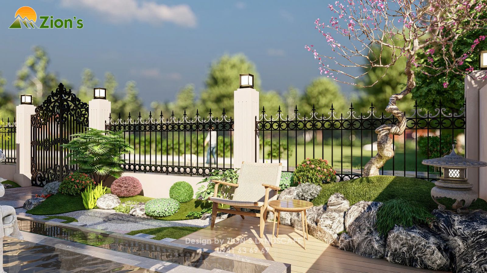 Thiết kế sân vườn nhật bản tại vinhomes green villas